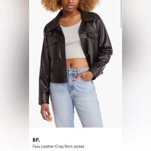 BP Faux Leather Cropped Jacket